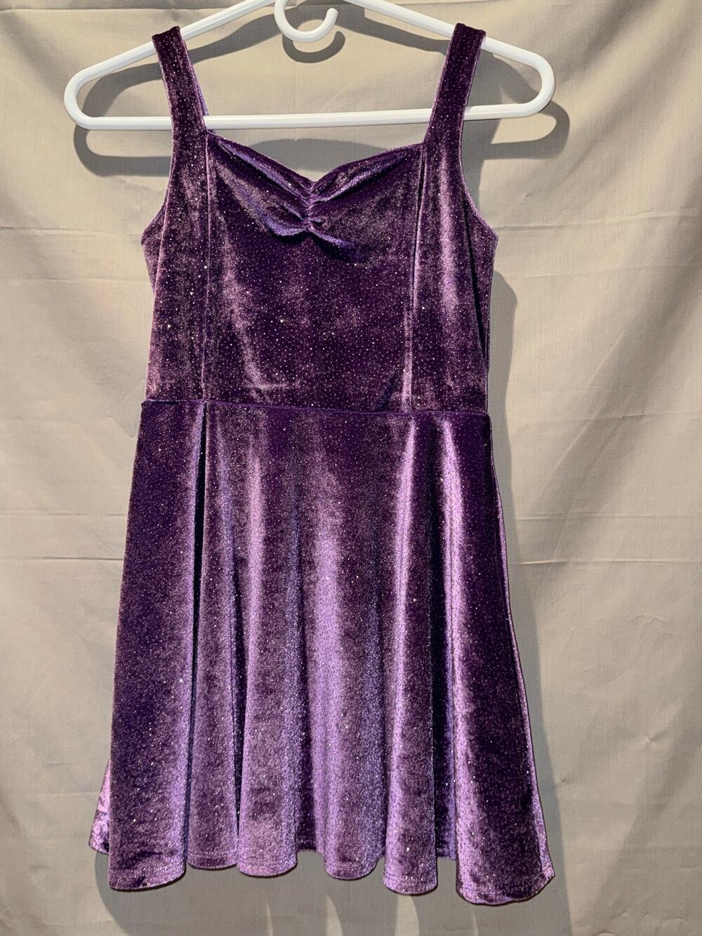 Sugar & Jade Girls Purple Glitter Sleeveless Velour Dress, Size M